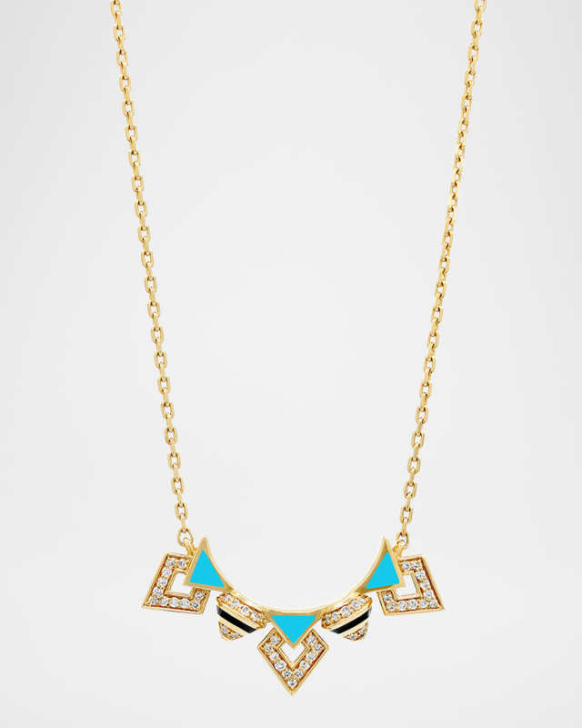 18K Yellow Gold Mosaic Necklace with HyCeram and Diamonds